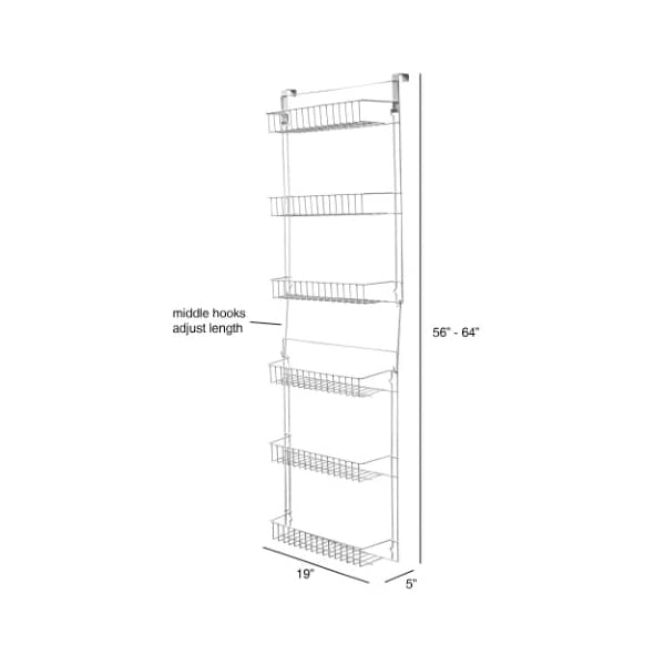 Hastings Home Hanging Storage Rack, Metal Over The Door Shelving For Pantry, Kitchen, Bathroom,White